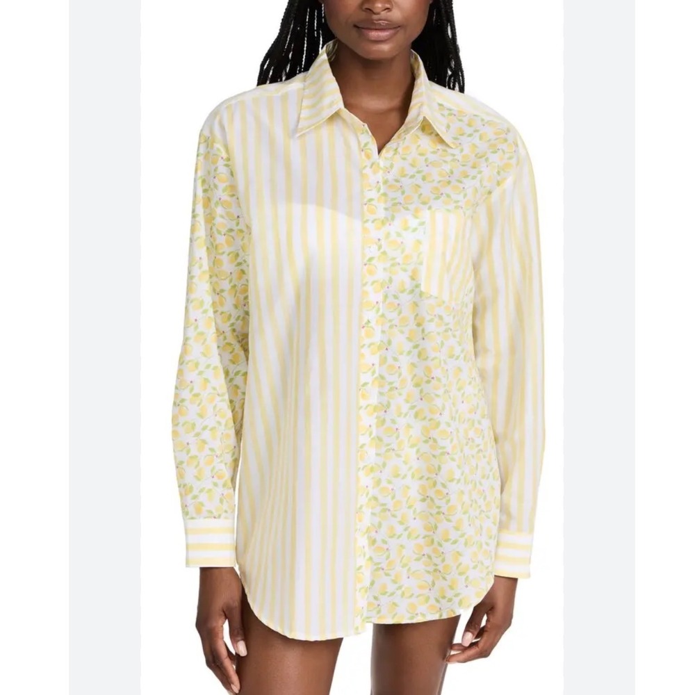 Solid & Striped The Oxford Voile Tunic S Lemonade Stripe 100% Cotton NEW!
